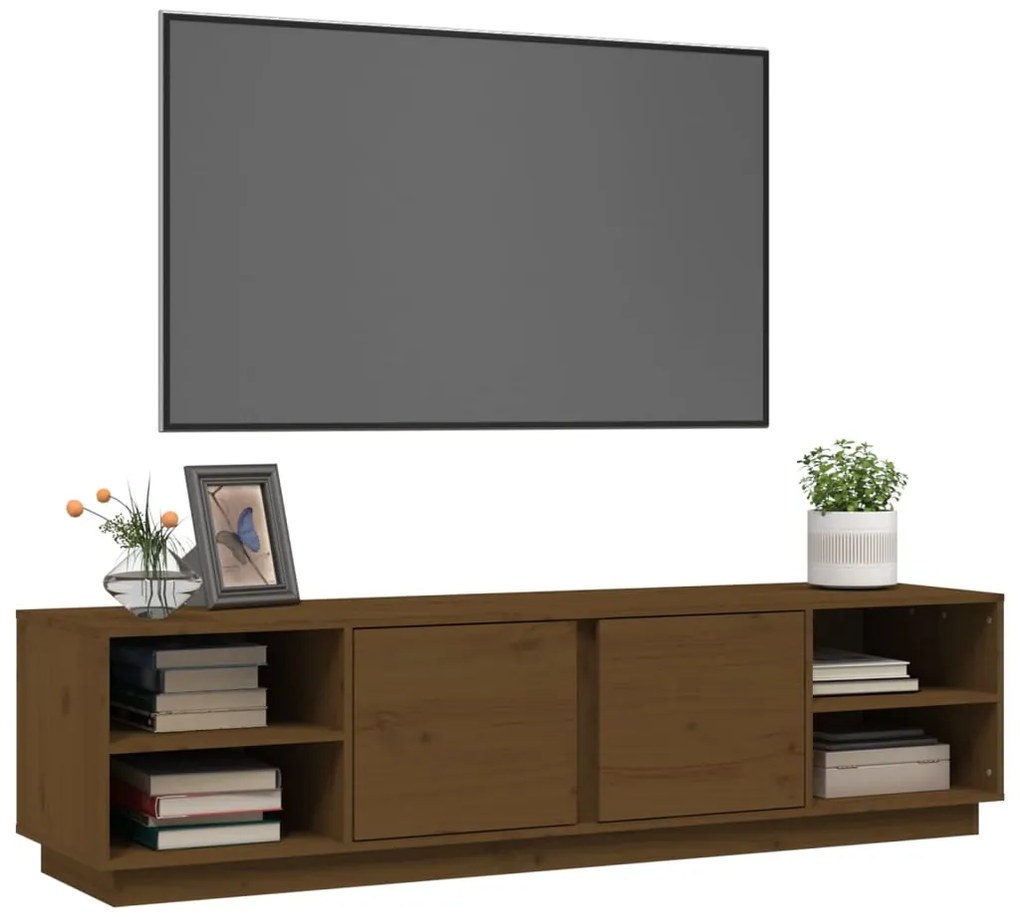 vidaXL Έπιπλο Τηλεόρασης Καφέ Μελί 156x40x40 εκ. από Μασίφ Ξύλο Πεύκου