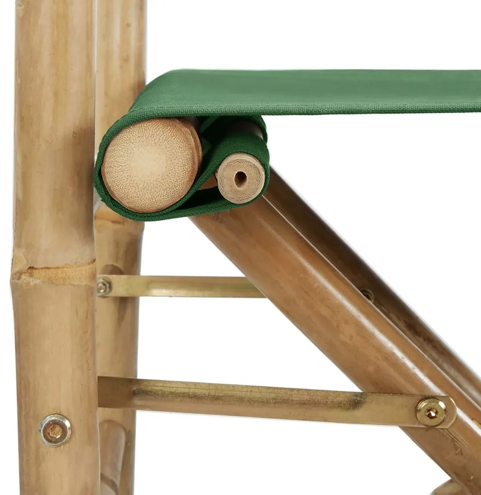 vidaXL Καρέκλες Σκηνοθέτη Πτυσσόμενες 2 τεμ. Πράσινες Μπαμπού / Ύφασμα