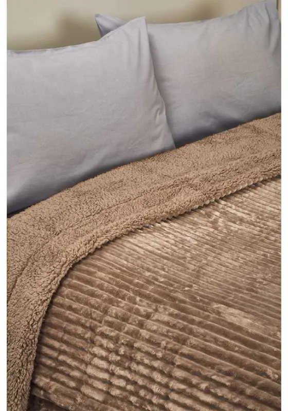 Κουβέρτα Fleece Υπέρδιπλη Με Γουνάκι (220x240) Whitegg KB132 Μπεζ