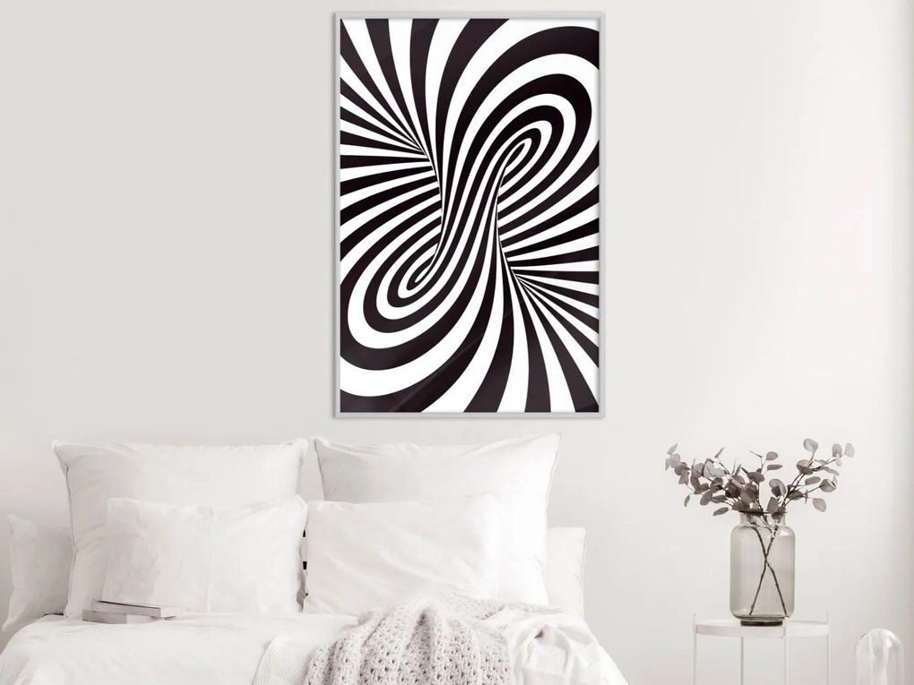 Αφίσα - Black and White Swirl - 20x30 - Χρυσό - Με πασπαρτού