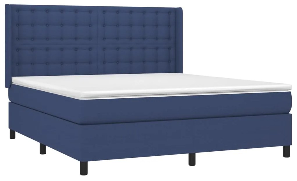 vidaXL Κρεβάτι Boxspring με Στρώμα Μπλε 180x200 εκ. Υφασμάτινο