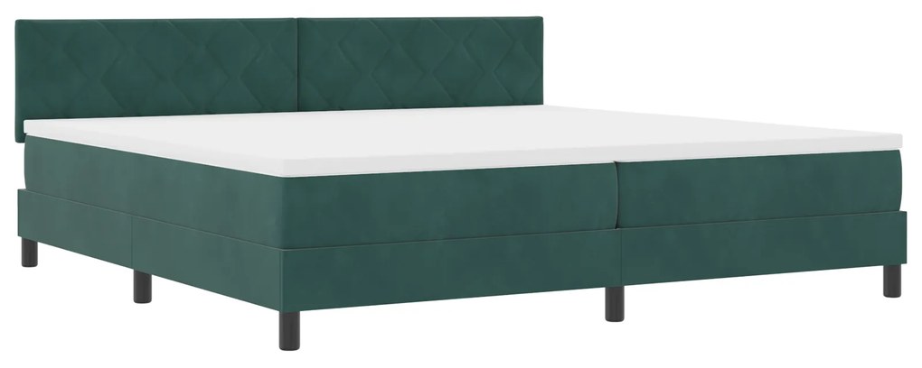 vidaXL Κρεβάτι Box Spring με Στρώμα Σκούρο Πράσινο 200x200 εκ Βελούδο