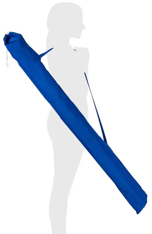 Ομπρέλα παραλίας MUHLER 2117 1008638, Ø190 cm, 210 cm ύψος, 10 νευρώσεις, UV προστασία UPF 50+, Μπλε