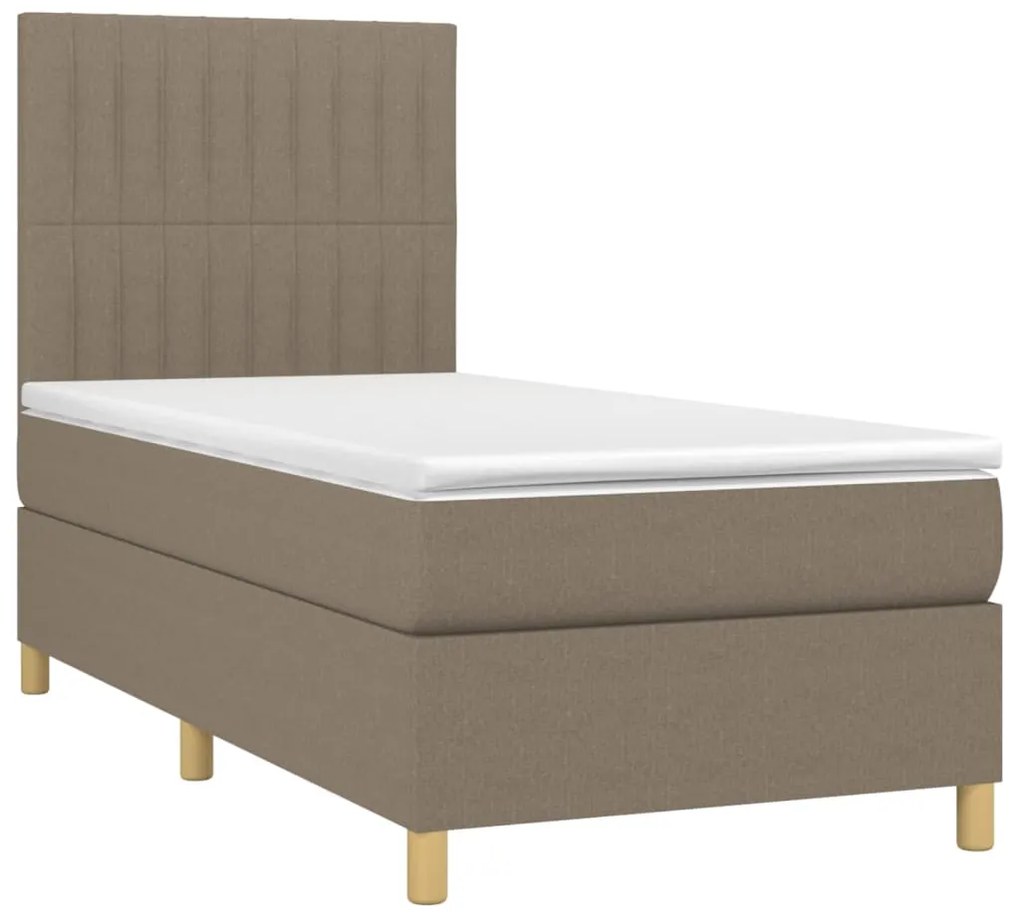 vidaXL Κρεβάτι Boxspring με Στρώμα Taupe 100 x 200 εκ. Υφασμάτινο