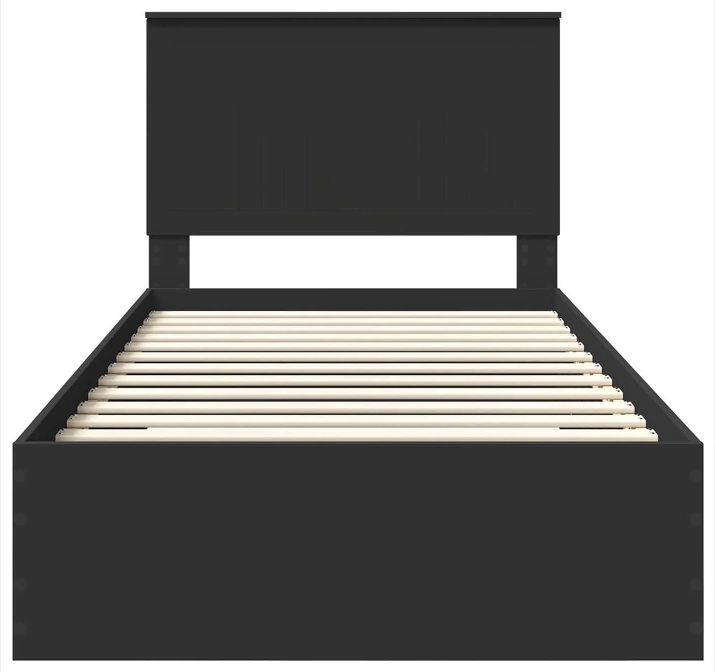 vidaXL Σκελετός Κρεβατιού με κεφαλάρι Μαύρο και Ασημί 100 x 200 cm