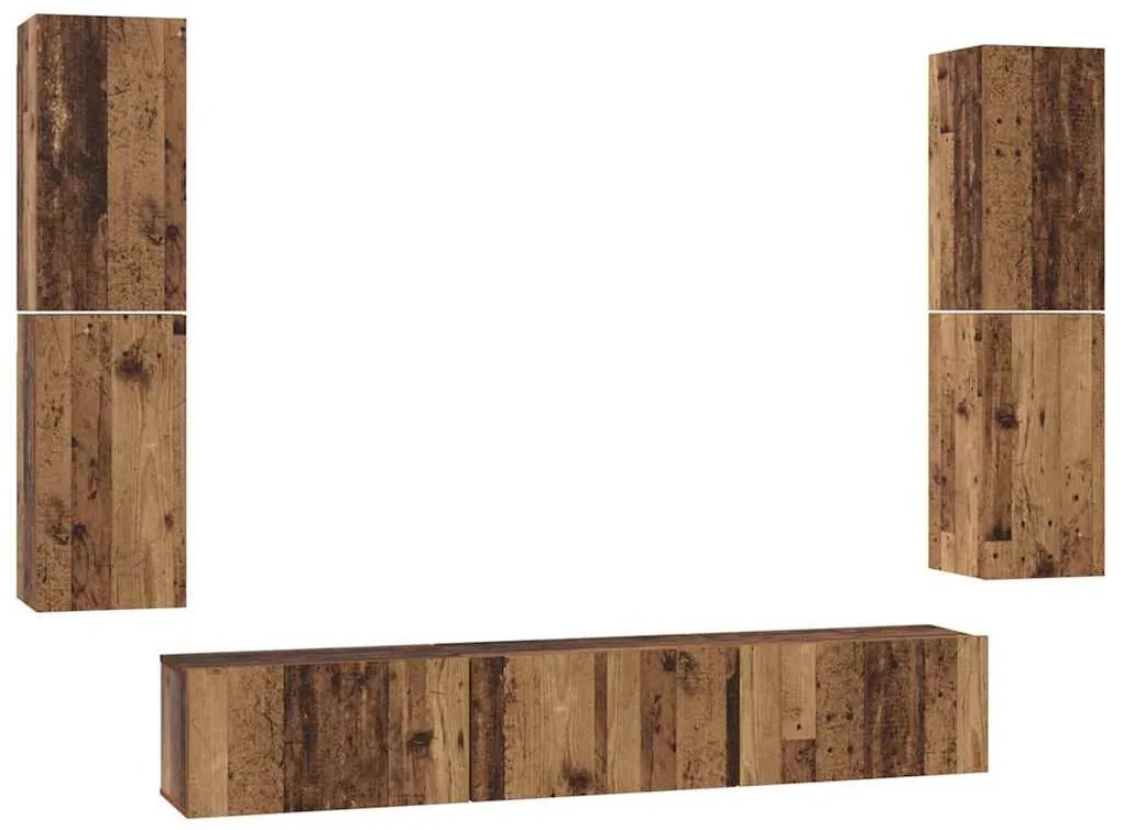 vidaXL Σετ επίπλου τηλεόρασης 7 pcs Παλαιό ξύλο 60 x 30 x 30 cm