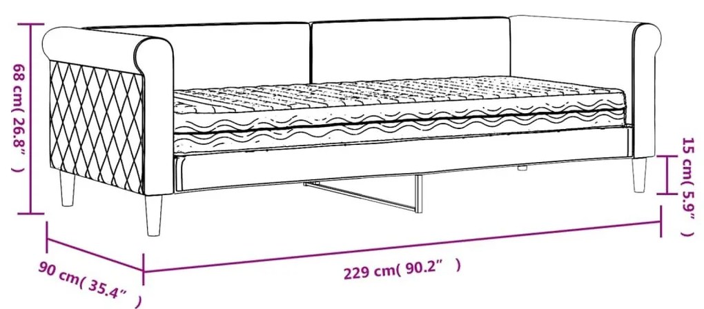 Καναπέ Κρεβάτι με Στρώμα Ροζ 80 x 200 εκ. Βελούδινος - Ροζ