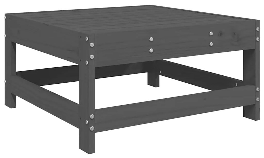 vidaXL Υποπόδιο Κήπου Γκρι από Μασίφ Ξύλο Πεύκου με Μαξιλάρι