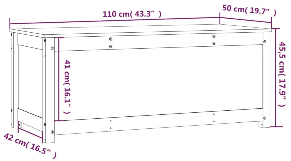 Κουτί Αποθήκευσης Μαύρο 110x50x45,5 εκ από Μασίφ Ξύλο Πεύκου - Μαύρο