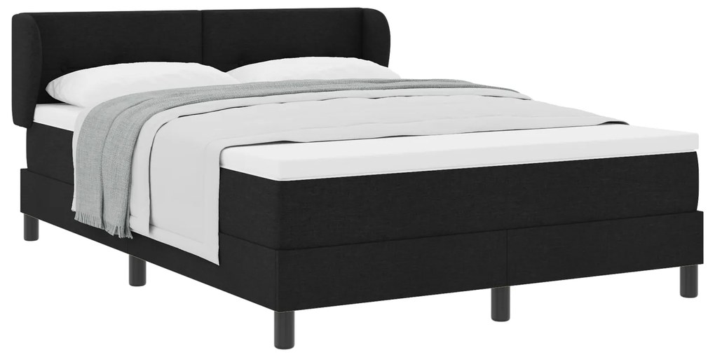 vidaXL κρεβάτι Box Spring με στρώμα Μαύρο 140x200 εκ Υφάσμα