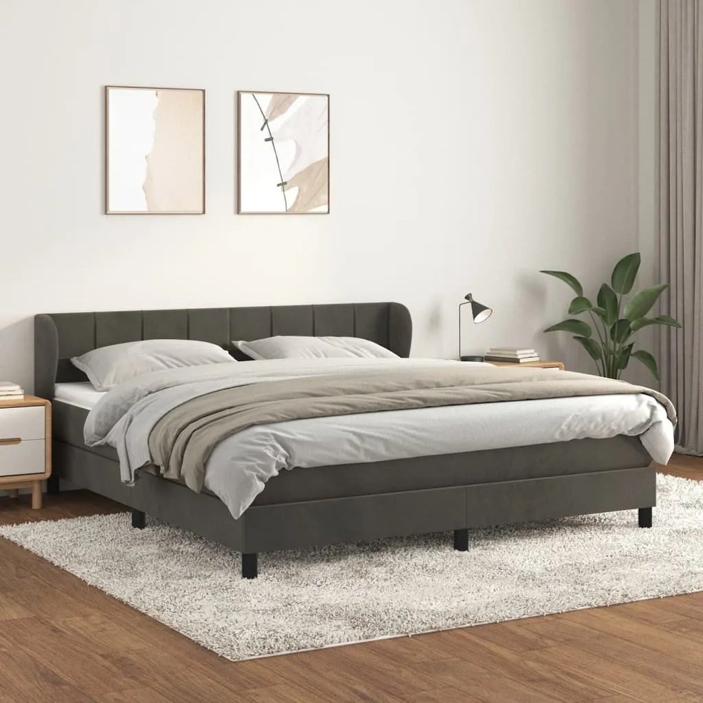 ΚΡΕΒΑΤΙ BOXSPRING ΜΕ ΣΤΡΩΜΑ ΣΚΟΥΡΟ ΓΚΡΙ 160X200 ΕΚ. ΒΕΛΟΥΔΙΝΟ 3127500