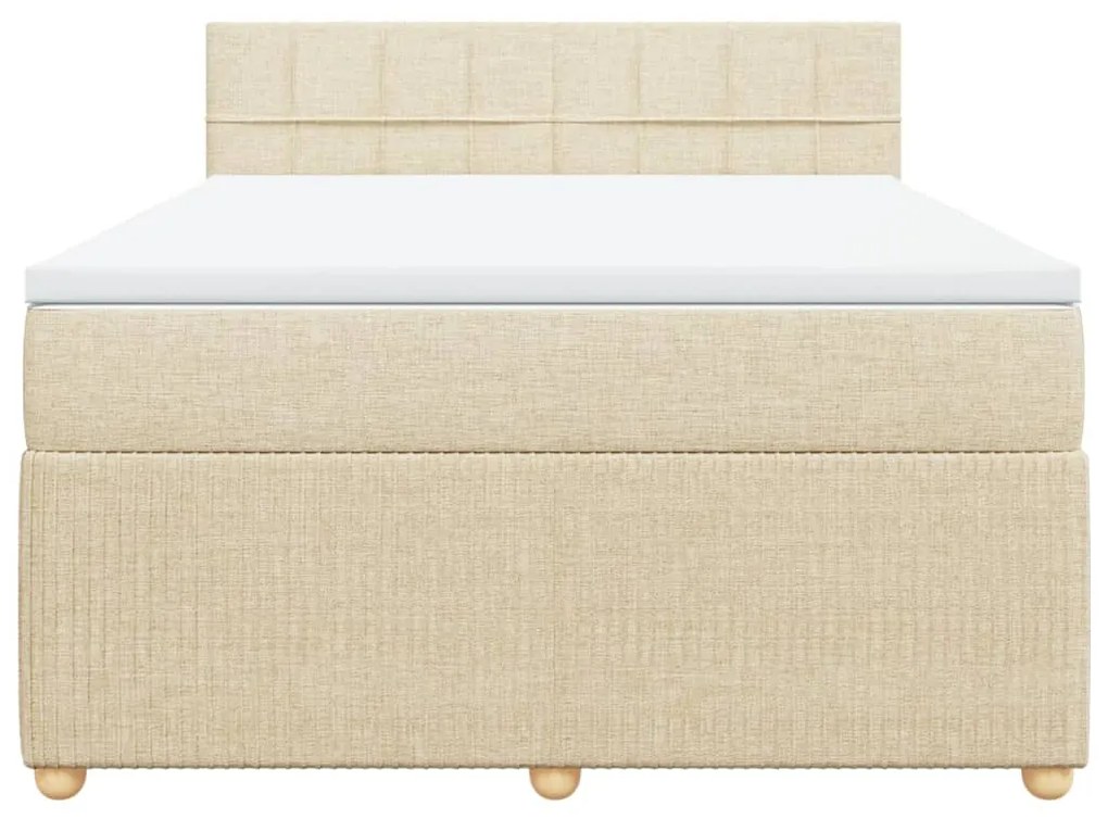 vidaXL Κρεβάτι Boxspring με Στρώμα Κρεμ 140x200 εκ. Υφασμάτινο