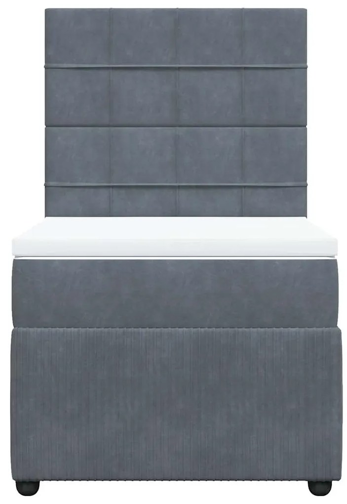 vidaXL Κρεβάτι Boxspring με Στρώμα Σκούρο Γκρι 80x200 εκ. Βελούδινο