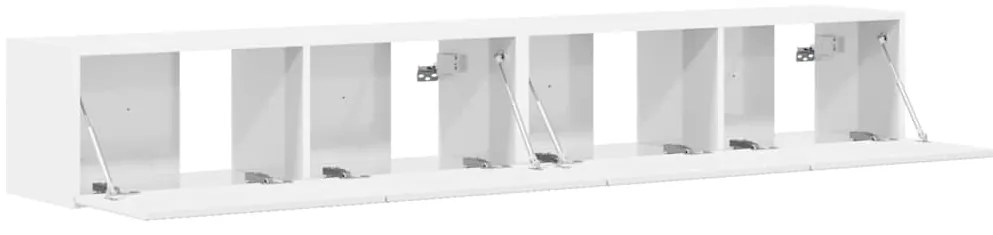 vidaXL Ντουλάπι Τηλεόρασης Τοίχου Επιτοίχιο 2 pcs Λαμπερό Λευκό