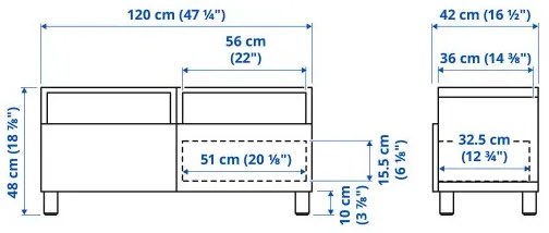 BESTÅ έπιπλο TV με συρτάρια με μαλακό κλείσιμο, 120x42x48 cm 794.358.82