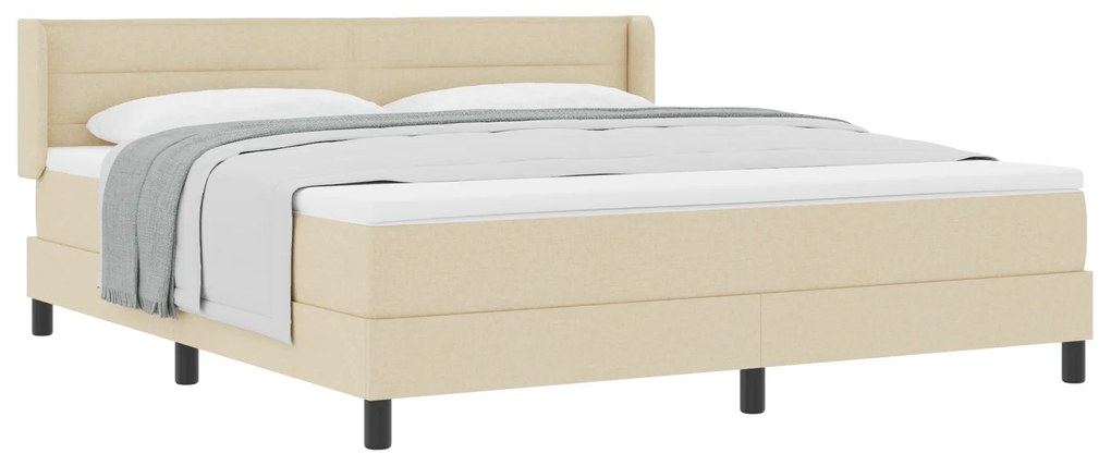 vidaXL Κρεβάτι Box Spring με Στρώμα – Κρεμ, 180 x 200 εκ., Υφασμάτινο
