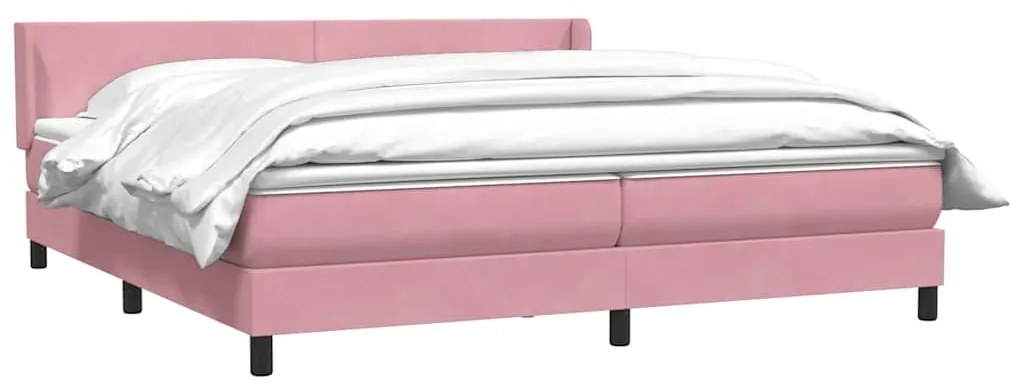 vidaXL Κρεβάτι Boxspring με Στρώμα Ροζ 180x210 εκ. Βελούδινο