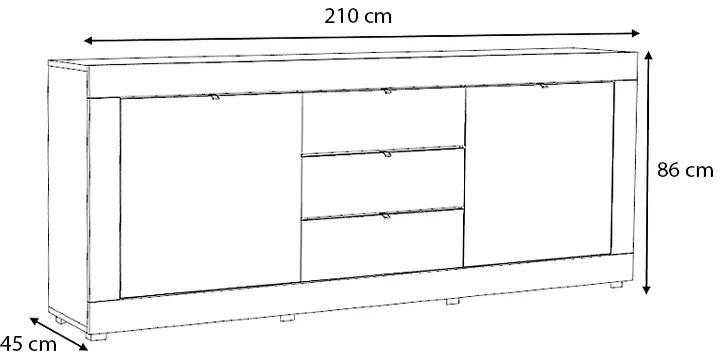 Μπουφές Ocean Megapap χρώμα γκρι σκυροδέματος 210x45x86εκ.