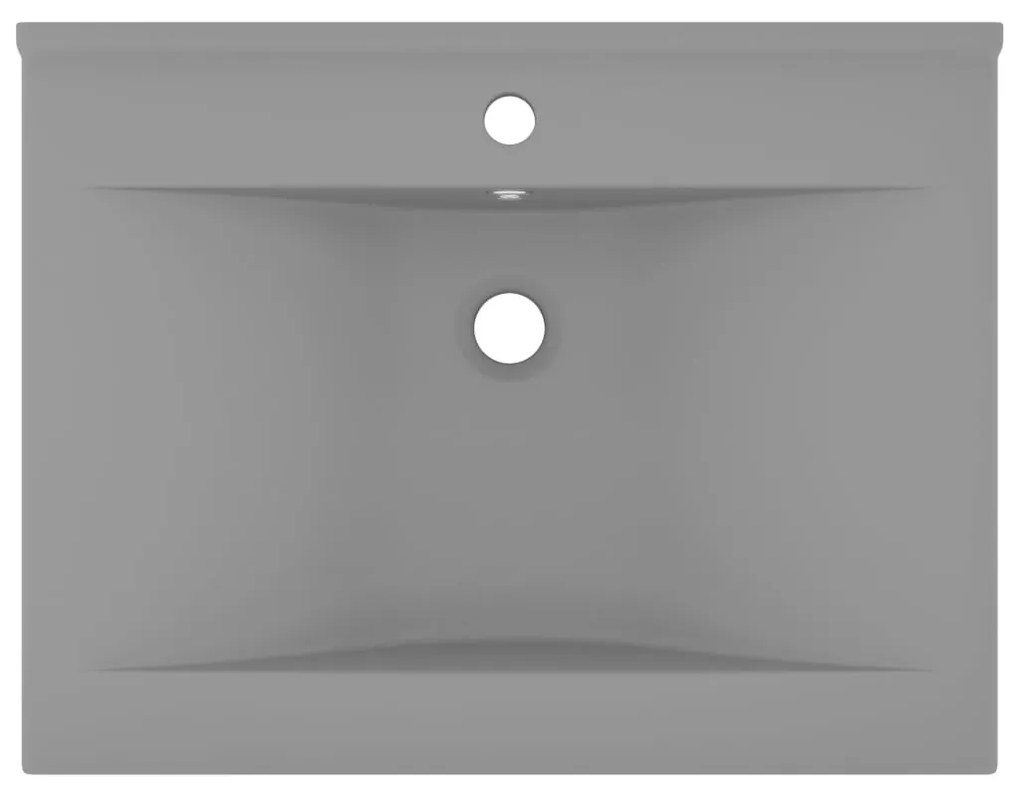 vidaXL Νιπτήρας με Οπή Βρύσης Ανοιχτό Γκρι Ματ 60 x 46 εκ. Κεραμικός