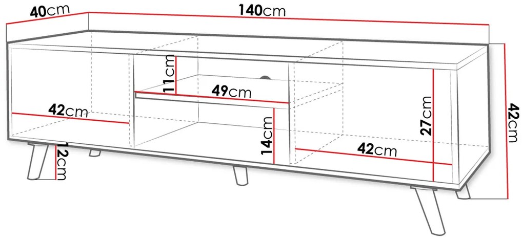 Έπιπλο τηλεόρασης Aspo 2D1S-Leuko