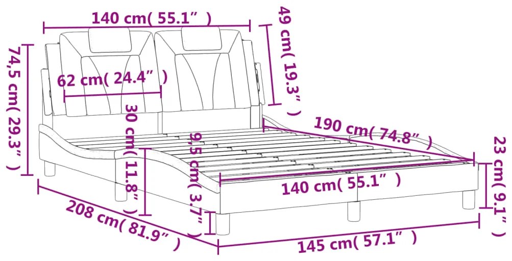 ΠΛΑΙΣΙΟ ΚΡΕΒΑΤΙΟΥ ΜΕ ΚΕΦΑΛΑΡΙ ΜΑΥΡΟ 140X190 ΕΚ. ΣΥΝΘΕΤΙΚΟ ΔΕΡΜΑ 3208089