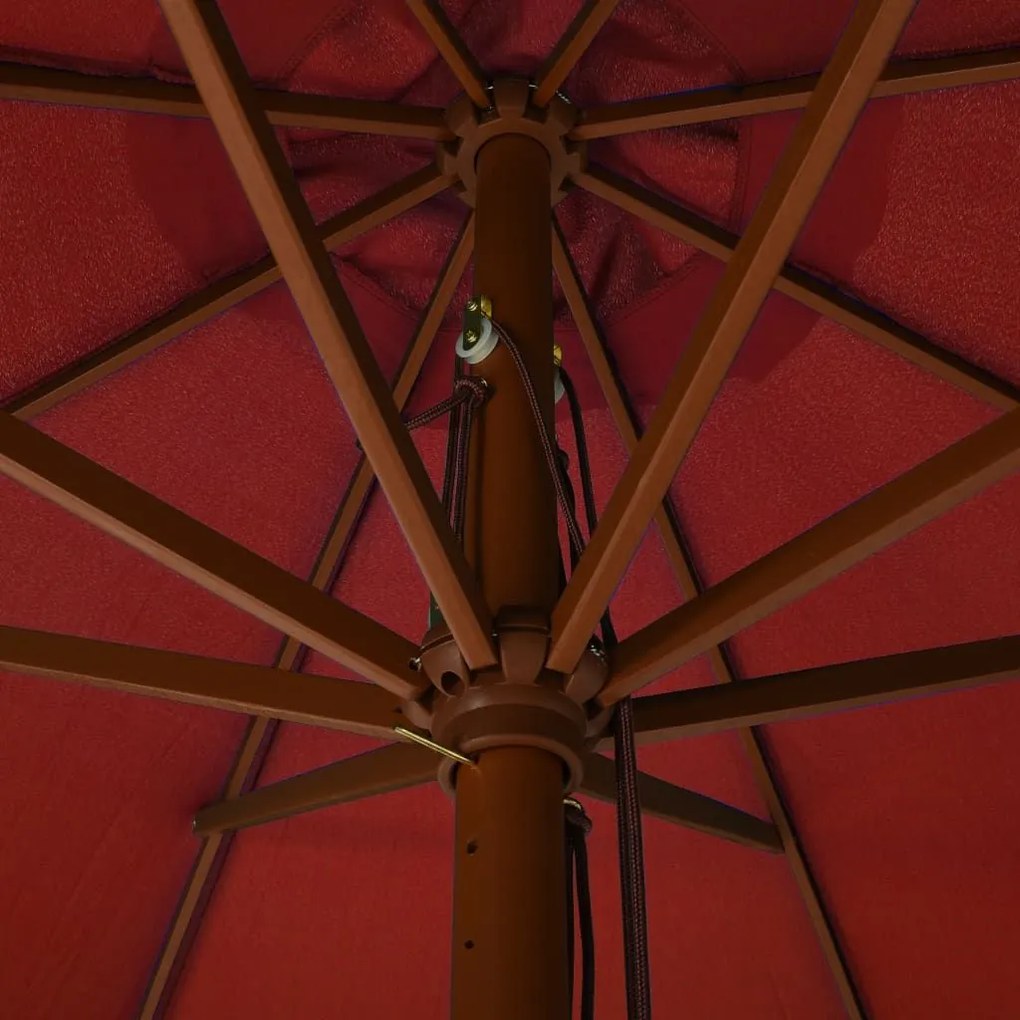 Ομπρέλα Κήπου Τερακότα 330 εκ. με Ξύλινο Ιστό - Καφέ