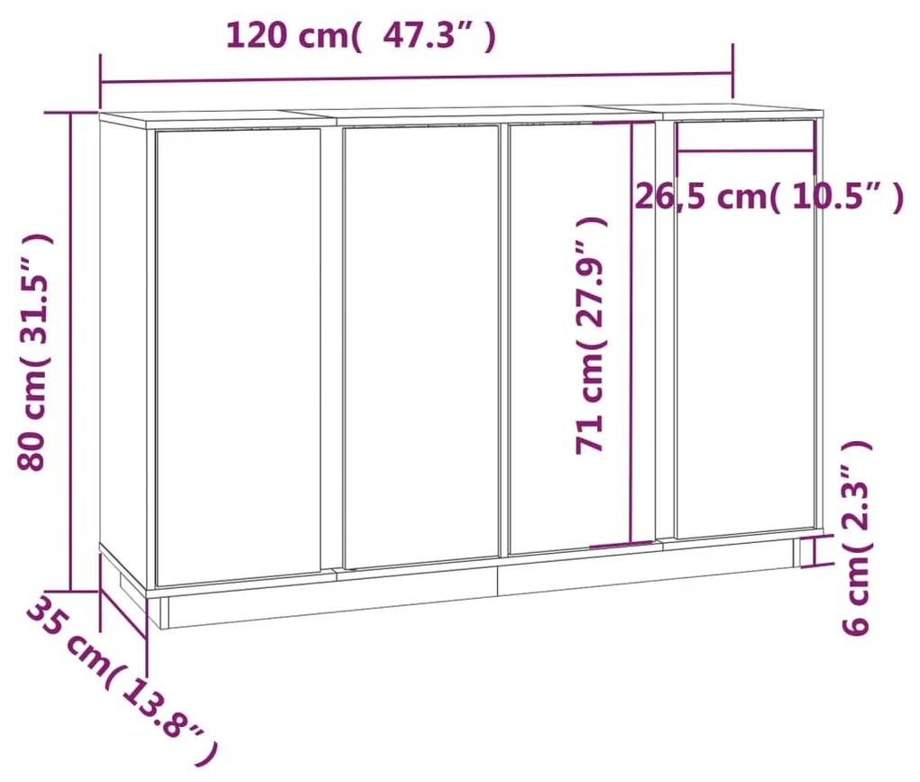 Ντουλάπι Καφέ Μελί 120x35x80 εκ. από Μασίφ Ξύλο Πεύκου - Καφέ