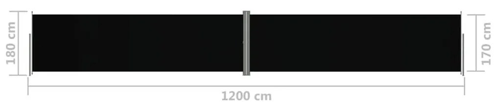 Σκίαστρο Πλαϊνό Συρόμενο Μαύρο 180 x 1200 εκ. - Μαύρο