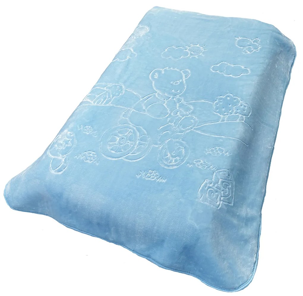 Κουβέρτα Βελουτέ Κούνιας (110x140) Dimcol Bicycle Bear 16 Baby Blue