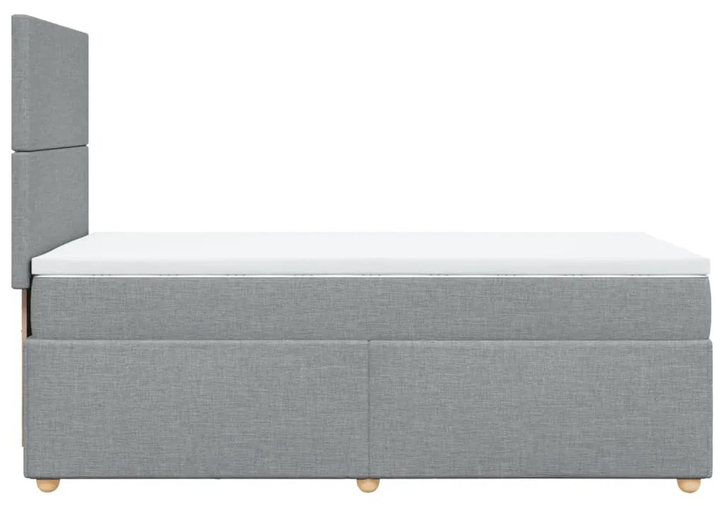 Κρεβάτι Boxspring με Στρώμα Ανοιχτό Γκρι 90x200 εκ. Υφασμάτινο - Γκρι