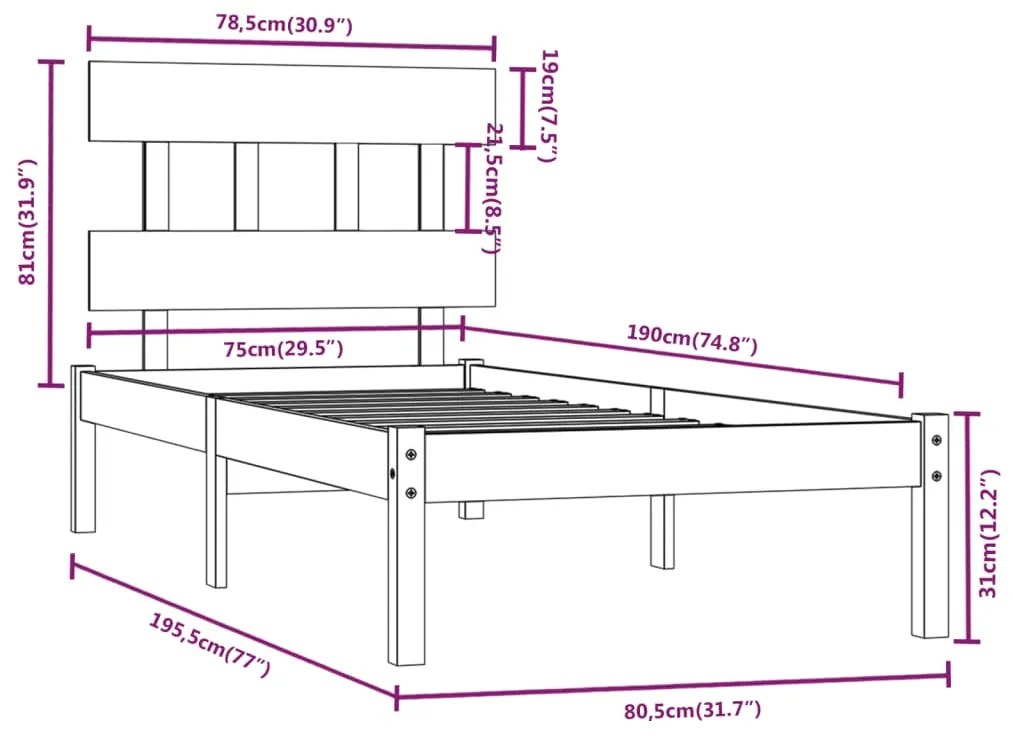 ΠΛΑΙΣΙΟ ΚΡΕΒΑΤΙΟΥ ΜΑΥΡΟ 75X190 ΕΚ. ΜΑΣΙΦ ΞΥΛΟ 2FT6 SMALL SINGLE 3104702