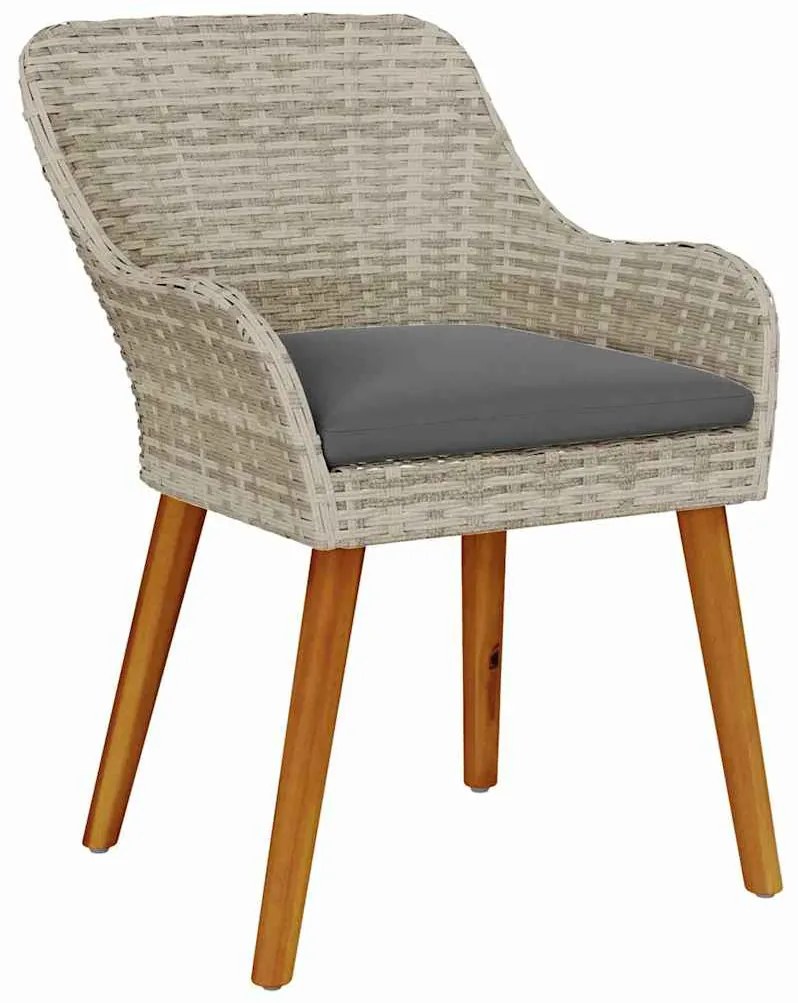 vidaXL Σέτ φαγητού για κήπο 7 pcs Ανοιχτό γκρι συνθετικό ρατάν