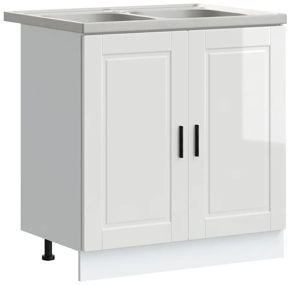 vidaXL Βάση νιπτήρα 2 pcs Λευκό 80 x 46 x 84.5 εκ. Επεξεργασμένο ξύλο