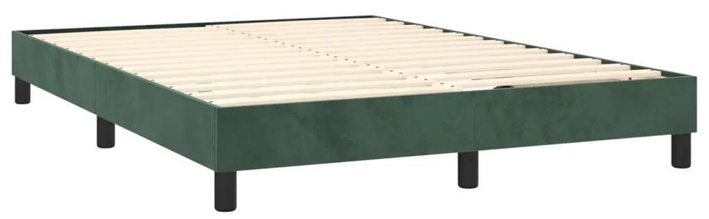 vidaXL Κρεβάτι Boxspring με Στρώμα Σκούρο Πράσινο 140x200εκ. Βελούδινο
