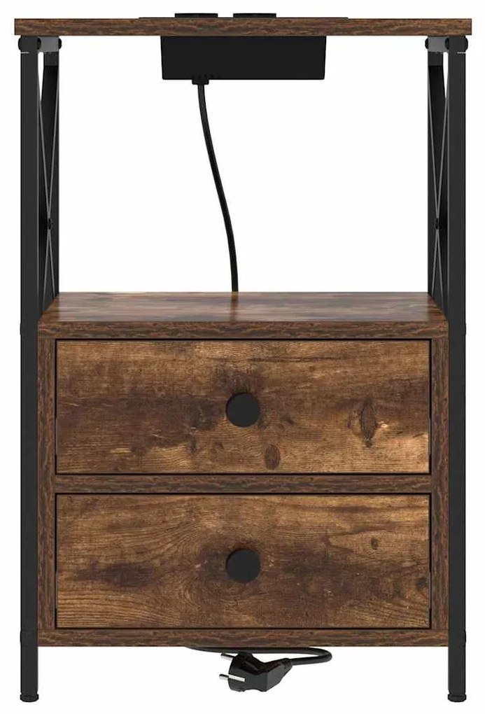 vidaXL Κομοδίνο Καπνιστό Δρύς 40 x 31 x 60 εκ. Επεξεργασμένο ξύλο