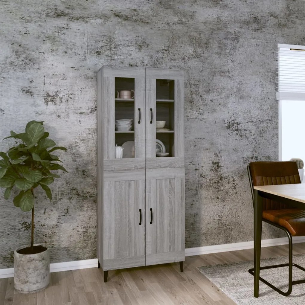 vidaXL Ντουλάπι Γκρι Sonoma 69,5 x 34 x 180 εκ. Επεξεργασμένο Ξύλο