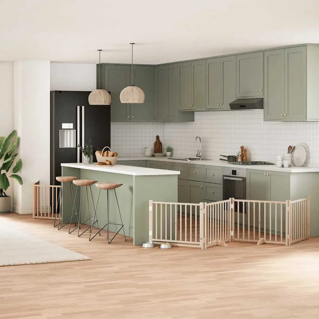 Διαχωριστικό Σκύλων/Πόρτα Πτυσσόμενο 8 Πάνελ 640 εκ Ξύλο Λεύκας