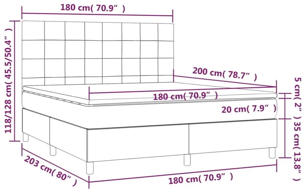 ΚΡΕΒΑΤΙ BOXSPRING ΜΕ ΣΤΡΩΜΑ &amp; LED TAUPE 180X200 ΕΚ. ΥΦΑΣΜΑΤΙΝΟ 3135457