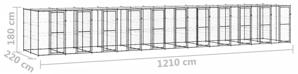 vidaXL Κλουβί Σκύλου Εξωτ. Χώρου με Στέγαστρο 26,62 μ² από Ατσάλι