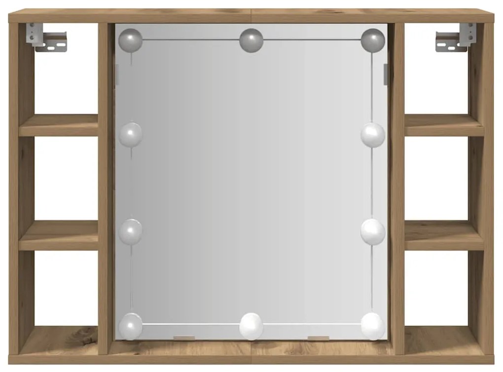 vidaXL Έπιπλο Καθρέπτη με LED Αρτισιανή Δρυς 76x15x55 εκ. Επεξ. Ξύλο