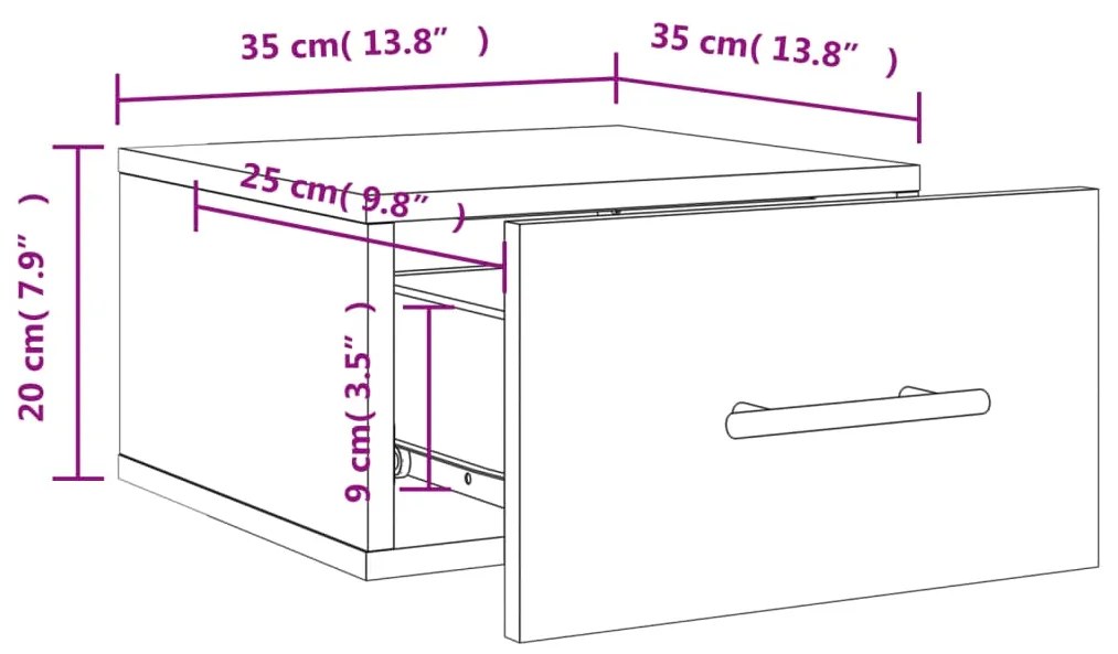 Κομοδίνο Επιτοίχιο Γκρι Σκυροδέματος 35 x 35 x 20 εκ. - Γκρι