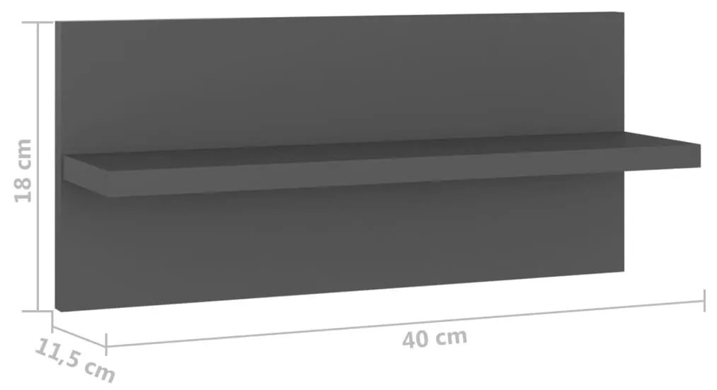 Ραφιέρες Τοίχου 2 τεμ. Γκρι 40 x 11,5 x 18 εκ. από Επεξ. Ξύλο - Γκρι