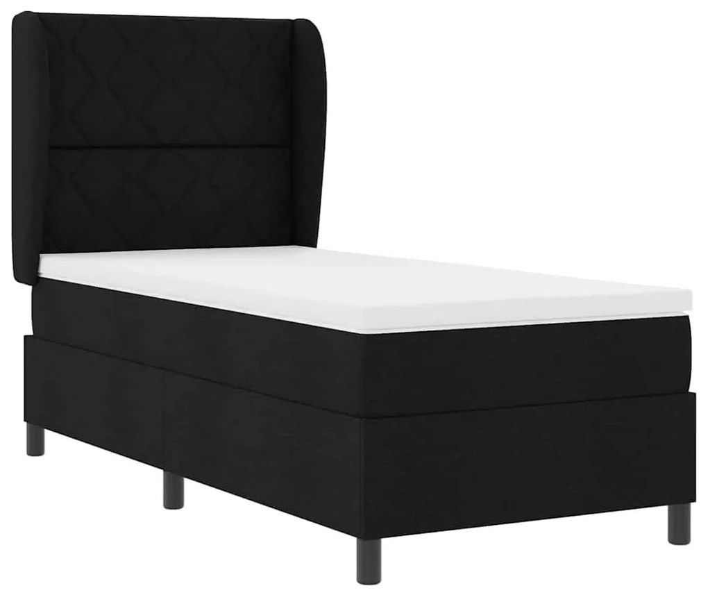 vidaXL Κρεβάτι με ελατήρια με στρώμα Μαύρο 100 x 200 cm ύφασμα