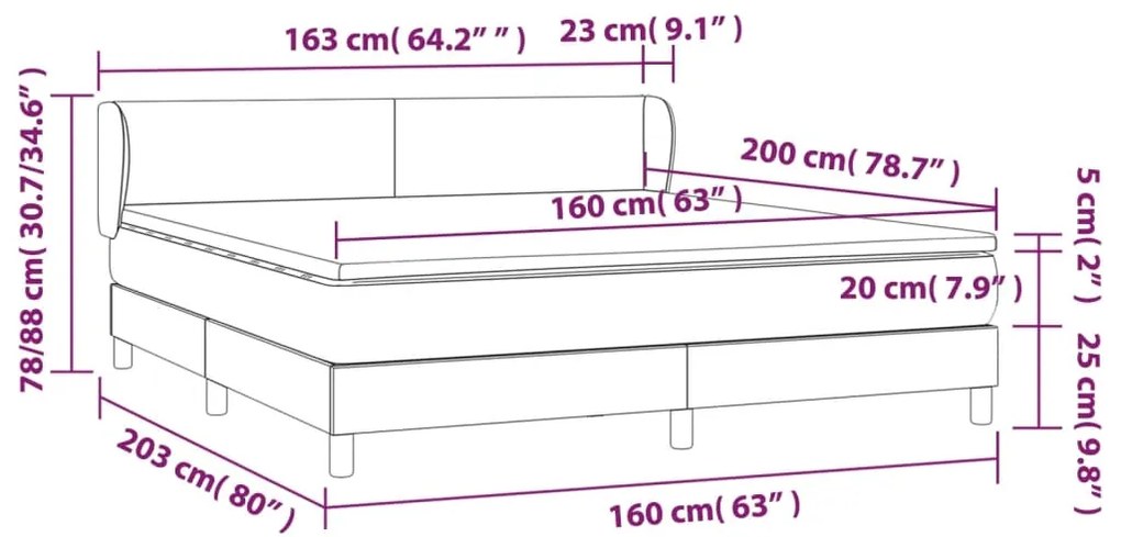 ΚΡΕΒΑΤΙ BOXSPRING ΜΕ ΣΤΡΩΜΑ ΜΑΥΡΟ 160X200 ΕΚ. ΥΦΑΣΜΑΤΙΝΟ 3126655