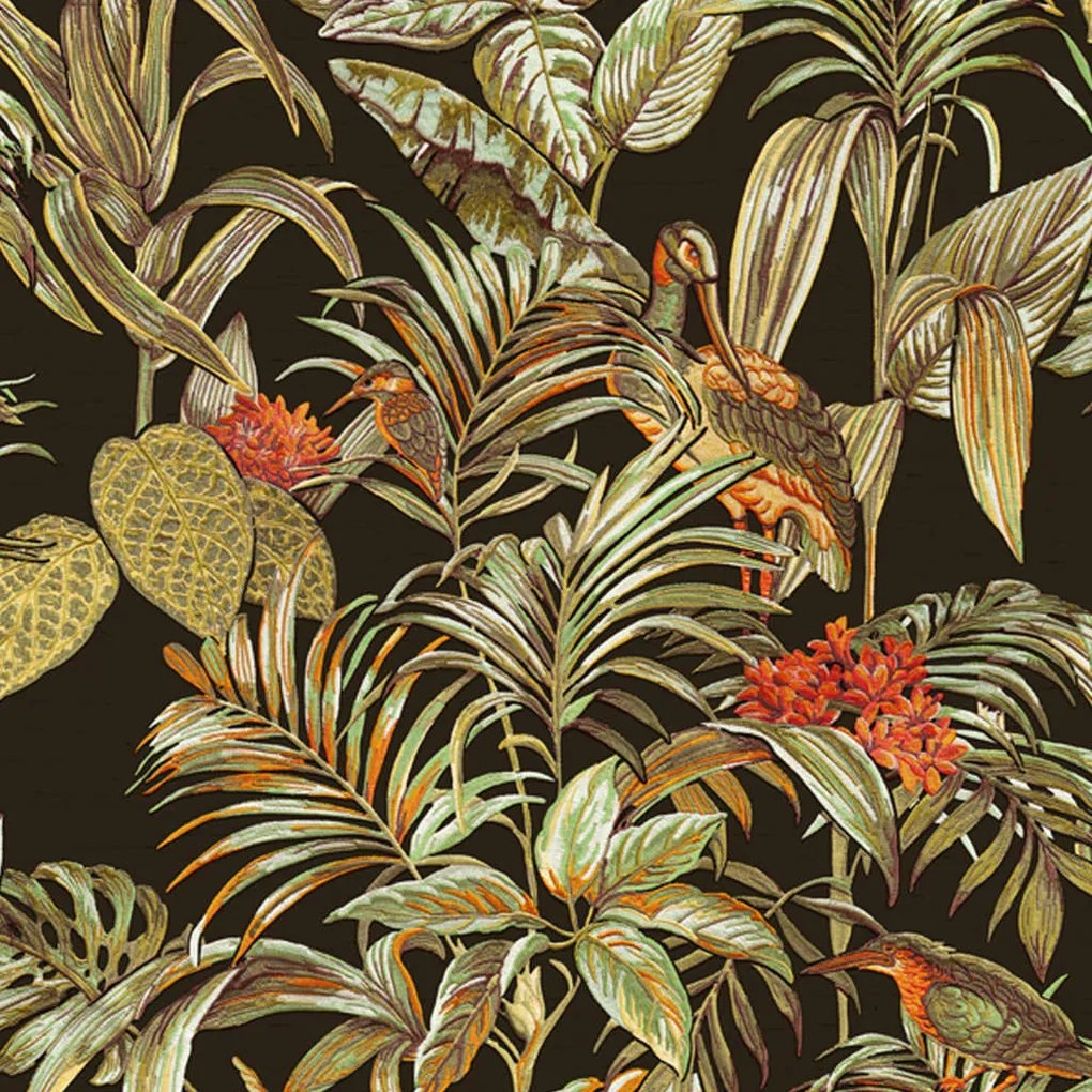 DUTCH WALLCOVERINGS Ταπετσαρία Τοίχου Bird-of-Paradise Μαύρη - Μαύρο