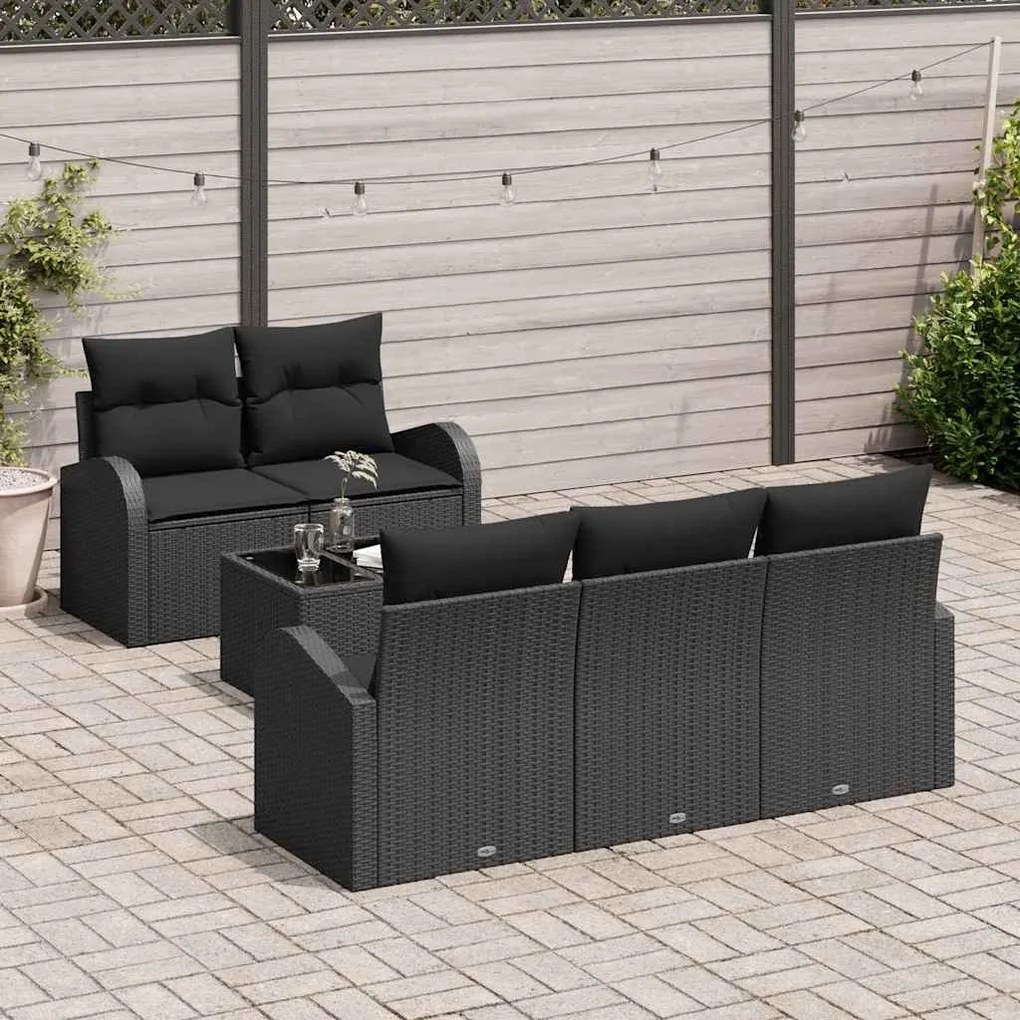 vidaXL Σετ Καναπέ Κήπου με μαξιλάρι 6 pcs Μαύρο 55 x 55 x 37 εκ