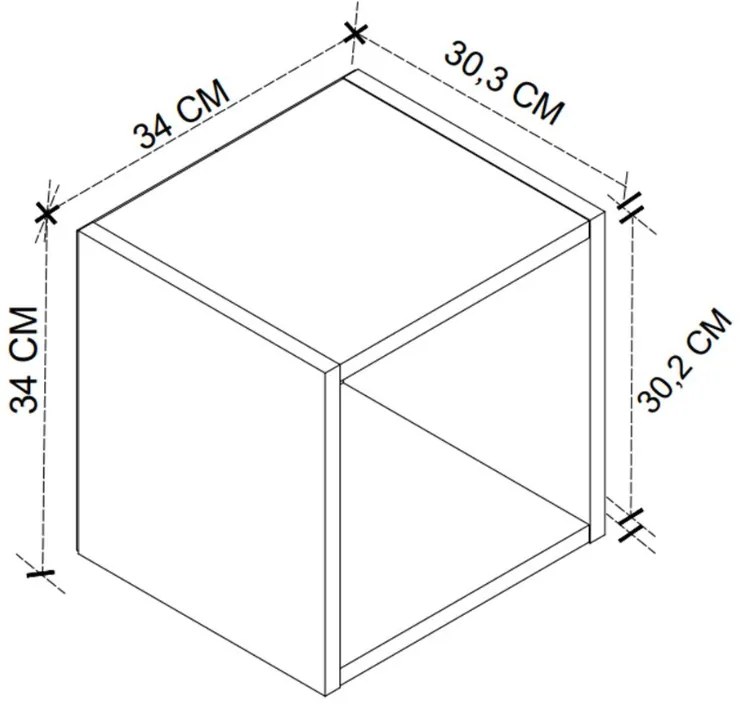 Κομοδίνο επιτοίχιο Beny Megapap χρώμα λευκό 34x30,3x34εκ. - GP041-0094,1