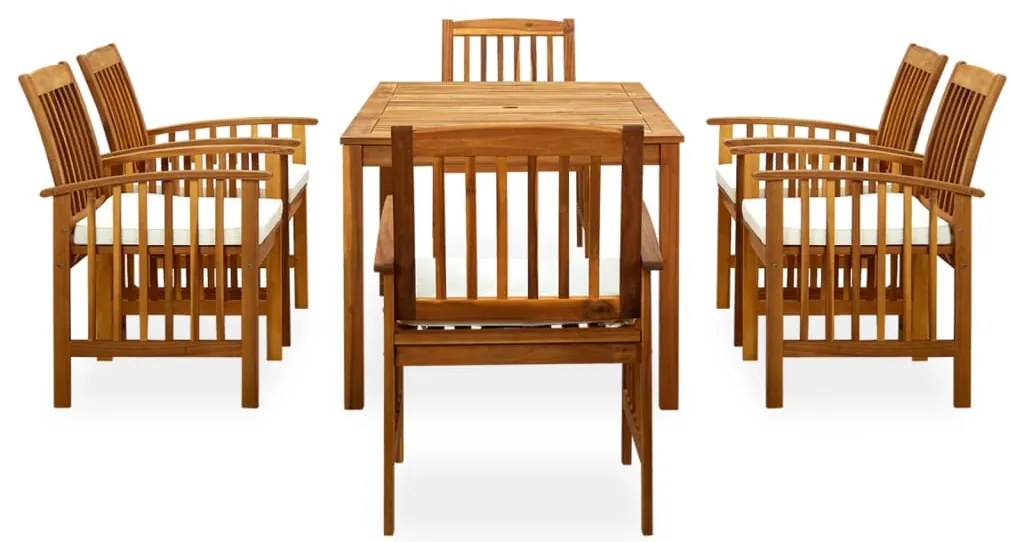 vidaXL Σετ Τραπεζαρίας Κήπου 7 τεμ. Μασίφ Ξύλο Ακακίας με Μαξιλάρια