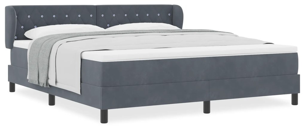 vidaXL Κρεβάτι Box Spring με Στρώμα Σκοτεινό Γκρι 180x200 εκ Βελούδο