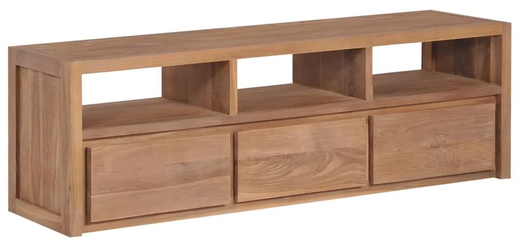 Έπιπλο Τηλεόρασης 120x30x40 εκ Μασίφ Ξύλο Teak/Φυσικό Φινίρισμα